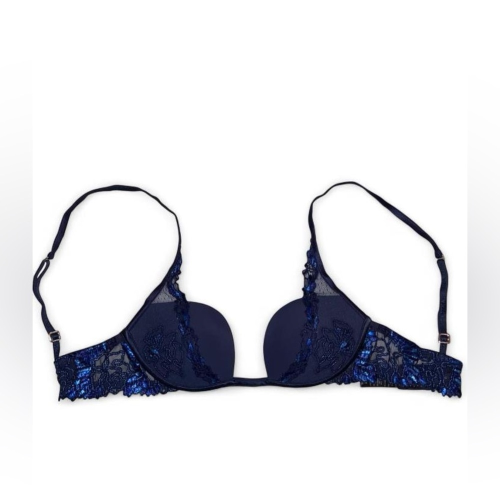 La Perla Navy Embroidered Lace Padded Bra